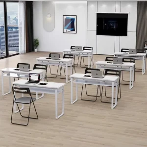 Double-Seater Metal Training Tables Long Conference Room Tables for Educational Institutions Tutoring Centers