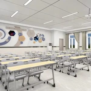 Double Seats Classroom Table and Chair Set Wooden School Furniture Student Desk and Chair Set