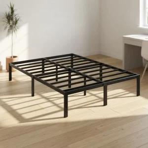 Double Simple Metal Bed Frame Steel Slat Platform Noise Free Mattress Foundation Metal Bed Base for Adults