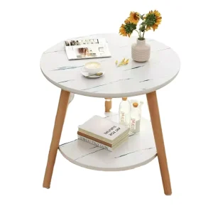 Double Small Round Side Table Modern Wooden Coffee Table for Home Bedroom Furniture