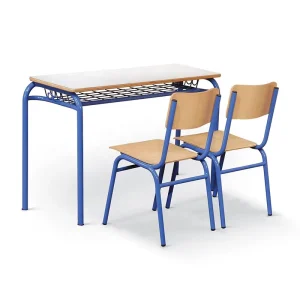 Double Student Old Wooden School Desk School Desk and Chair Stackable