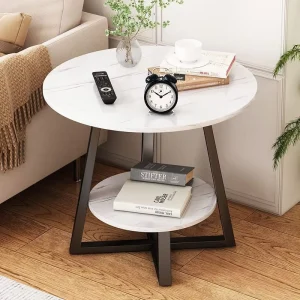Double-layer Circular Small Coffee Table Simple Round Table Factory Direct Storage Racks Balcony Table Boards
