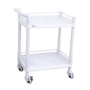 Double layer Full ABS Plastic Durable Hospital Furniture Trolley with Silent Wheels