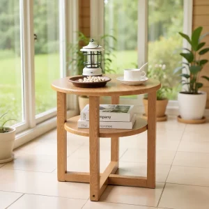 Double-layer Small Round-edge Coffee/Sofa Table Space-Saving Modern Living Room Furniture Living/Bedroom/Dining/Study Rooms