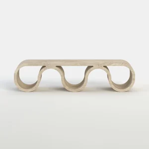 Dream Home Modern Travertine Coffee Table Continuous Wave U Shape Design Elegant Living Room Furniture