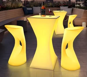 Dropship Portable LED Bar Counter Table High Illuminated Plastic Bar Table Chair Set for Nightclubs Outdoor for Hotels