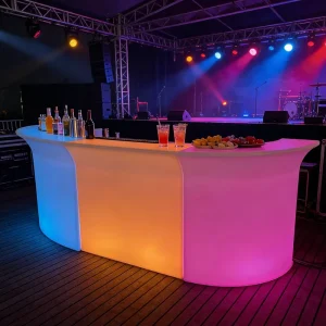 Dropshipping RGB Light up Illuminated Led Nightclub Bar Counter Outside Portable White Plastic Bar Restaurant Bar Counter Table