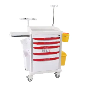 Drugs Hospital Medical Crash Cart Plastic Emergency Medicine Trolley for Clinic