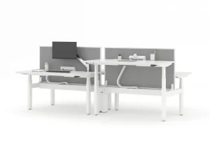 Dual Motor Adjustable Back to Back Electric Standing Desk Benching System Staff Workstation Ergonomic Office Furniture