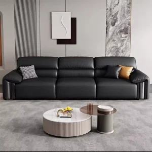 Dual Purpose Multi Functional Elephant Ear Leather Sofa Bed Electric Modular Reclining Features for Small Apartments Villas
