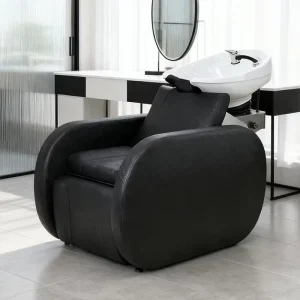 Dual-motor Shampoo Chair Modern High-end Synthetic Leather Shampoo Bed with Ceramic Basin for Hair Salons Barber Shop