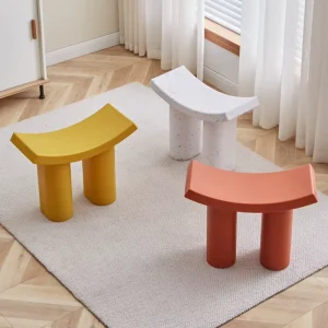 Dumbo Comfortable Plastic Stool Ottoman Living Room Bedroom Entryway Step Bench Modern Minimalist Small Curved Panel