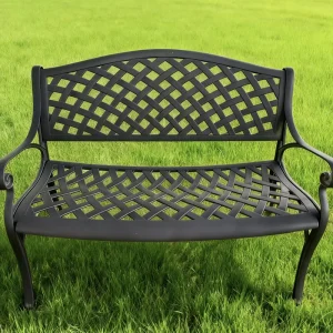 Durable 2 Person Long Bench Chair Outdoor Indoor Home Garden Seating Public Seating with Backrest