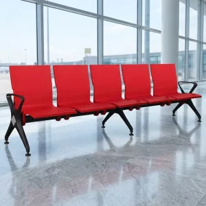 Durable 5 Seater PU Leather Modern Hospital Waiting Area Public Seating with Aluminum Alloy Armrest Legs Factory Price