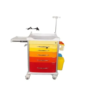 Durable ABS Medical Emergency Crash Cart Aluminum Alloy Hospital Nursing Trolley 5 Drawers IV Pole Defibrillator Shelf ICU ER