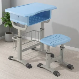 Durable Adjustable Eco Friendly School Furniture Single Student Desk and Chair Set for Classrooms