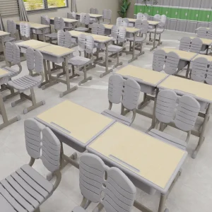 Durable Adjustable Height Desk and Chair Set with Eco-friendly Plastic Seat for School Classroom Furniture Projects