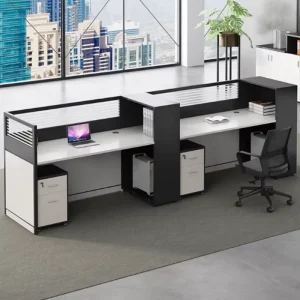 Durable Adjustable Workstation Table Four Person Staff Chair Combination Partitioned Design Modern Wood Office Use OEM Brand