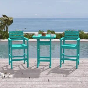 Durable All Weather Bar Chairs Set Anti Corrosion Bistro Set Waterproof Patio Bar Stools Table Set