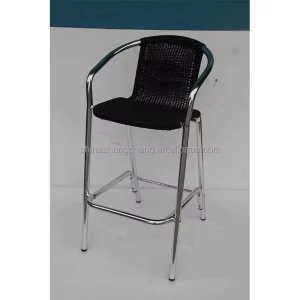 Durable Aluminium Wicker Classic Armrest High Rattan Antique Bar Stools Bar Chair