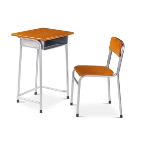 Durable Comfortable Fixed School Desk Chair Set Steel Plywood Plastic Construction Modern Classroom Commercial Use