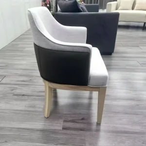Durable Commercial Hotel Chair Solid Wood Frame Fabric & PU Leather Upholstered Armchair for Lobby & Bar