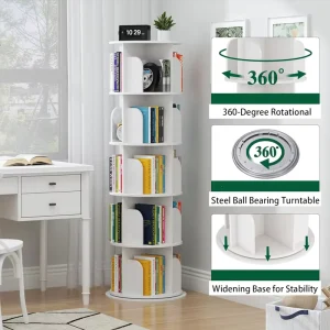 Durable Convertible Modular Modern Panel Bookcase with 5 Shelves for Home Office Living Room Bedroom Furniture Storage