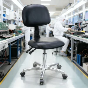 Durable ESD Antistatic PU Leather Dining Hospital Chair Industrial Design Style Double Adjustment Mechanism