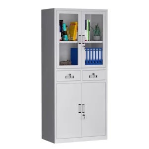 Durable Eco Friendly Metal 4 Door Cupboard 2 Drawers Steel File Cabinet Lock Modern Office Home Secure Bedroom Gym School
