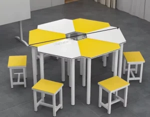 Durable Economy Modern Metal Student Desk and Chair Set for School Use with Adjustable Height and Stackable Design