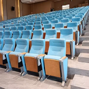 Durable Fabric Auditorium Seating Foldable Church Chairs with Writing Boards
