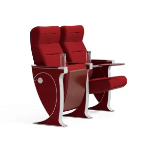 Durable Fabric Foldable Theater Cinema Auditorium Chair Wooden School Church Seat Tip-up Seating Writing Tablet Commercial Use
