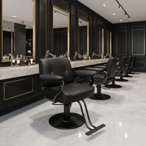 Durable Fabric Modern Round Bottom Salon Barber Chair for Kitchen and Bathroom Use
