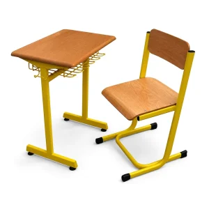 Durable High School Classroom Modern Metal+Wooden Single Seat Student Table and Chair Set PT 306F
