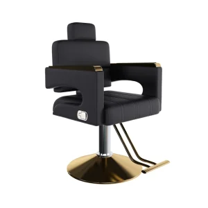 Durable Hydraulic Barber Chair 360 Swivel Adjustable Height Modern Stainless Steel Armrests Reclining Backrest