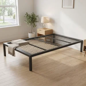 Durable Iron Bed Frame with Steel Mesh Slats Anti-Slip Metal Platform Bed Multi-Size Single Double Bed Base for School Dormitory