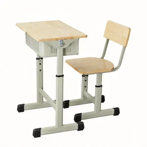 Durable Kids Study Table and Chair Set with Toy Storage Drawer and Book Hook, Colorful Rounded Edge Anti pinch School Furniture