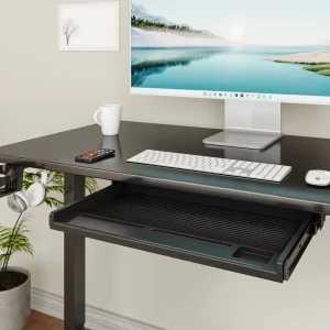 Durable Metal Ergonomic Electric Height Adjustable Standing Desk with Single Motor Computer Workstation