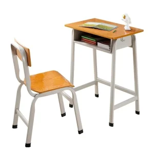 Durable Metal Frame Book Storage Box Yellow School Furniture Training Center Factory Student Desk Set