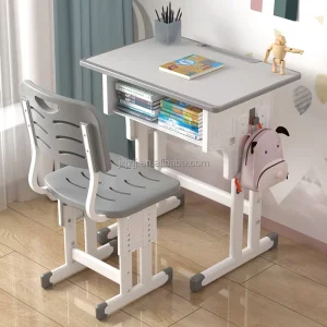 Durable Metal Modern Design Adjustable Desk Chair Set with Large Storage for Kids School Bedroom Living Room Furniture
