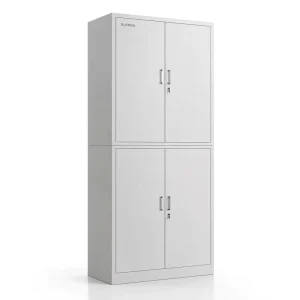 Durable Metal Modern Lockable Office Cabinet with Two Section Storage and Dual Independent Access for Staff Dormitory