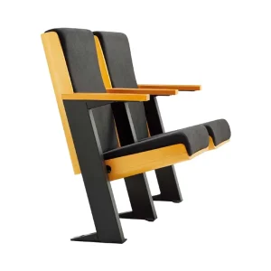 Durable Metal Seat Theater Furniture Auditorium Chair Solid Wood Armrest Folding Design Commercial Use