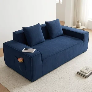 Durable Minimalist Compression Sofa High Density Foam Space Saving Upholstered Corduroy Fabric for Living Room Hotel Villa