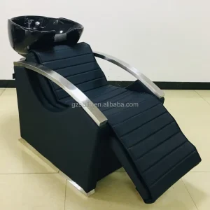 Durable Modern Black PU Leather Shampoo Chair with Massage Hair Wash Function for Barber Shops Salons Spas