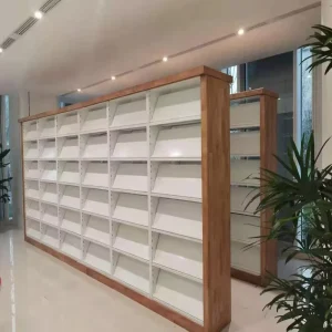 Durable Modern Design Steel Wood Bookshelf for School Office Library Furniture Hotel Supermarket Hospital Use