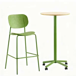 Durable Modern Design Waterproof PP Plastic Seat&Back Outdoor Metal Leg Bar Table and Stool Set for Patio Bistro