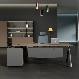 Durable Modern Eco Friendly Executive L Shaped Computer Desk with Wood Surface High End Office Desk for CEO Manager