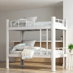 Durable Modern Knock Dormitory School Steel Double Bunk Bed for Adult Bedroom Hotel Apartment Use