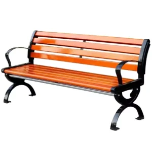 Durable Modern Public Steel Wooden Park Chair Garden Patio Outside Solid Wood Long Seat Metal Sitting Outdoor Bench