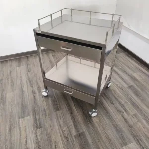 Durable Modern Stainless Steel Multi Function Medical Instrument Trolley Hospital Furniture Nursing Cart 2 Drawers Clinical ICU